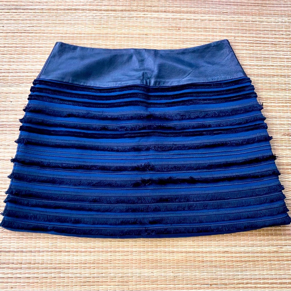 Rag & Bone leather top trim mini skirt